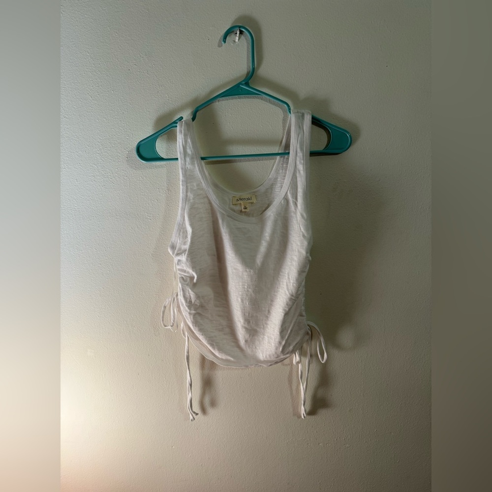 White ruched tank top